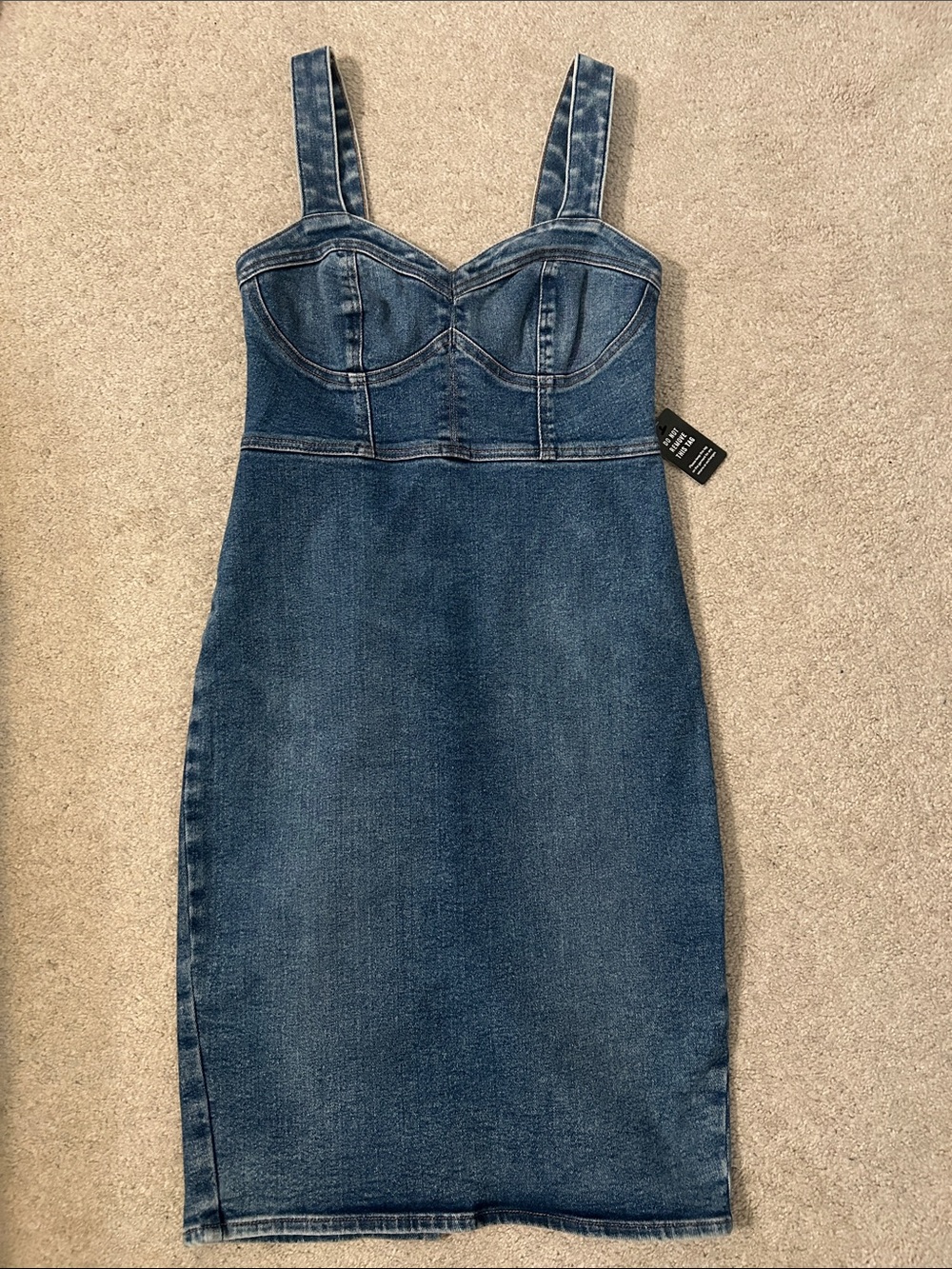 Denim Bustier Pencil Dress - Blue